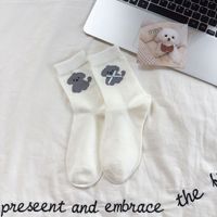Chaussettes pour femmes de style nouveau - Version légère printemps/été, design mignon avec nœud papillon, thème petit chien, chaussettes mi-mollet sans os