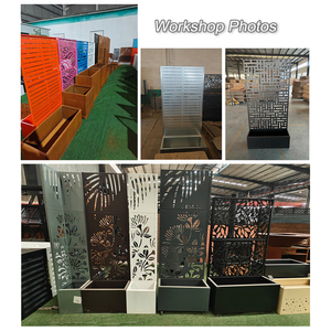 Schermo Decorativo <span class=keywords><strong>da</strong></span> Giardino Autoportante in Metallo Nero YW Hardware con Fioriere per Uso Esterno - Product Image 6