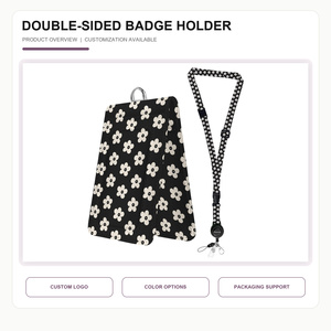 Porte-badge d'identification personnalisé imprimé recto-verso avec cordon rétractable, 2 emplacements pour cartes et clip de sécurité détachable pour infirmières et bureaux - Product Image 1