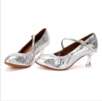 Chaussures de danse pour femmes AG, classiques, argentées, pour la danse de salon/latin/tango/valsdans, talon de 6,3 cm, en peau de mouton souple
