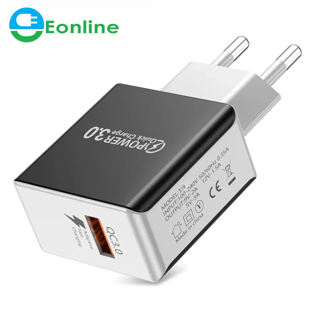 EONLINE 3D 3A Fast Charger Fast Charging Quick Charge 3.0 Mobile Phones Cell Phone Wall Charger Adapter for iPhone Xiaomi Huawei