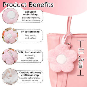 Sac écologique personnalisé en peluche imprimée, pochette réutilisable en peluche, emballage pliable, sac de shopping pliable en forme de fleur ronde, recyclable - Product Image 4