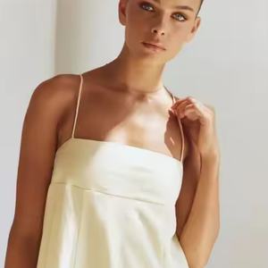 Vestido de Lino Elegante Personalizable para Mujer, con Tirantes Finos, Sin Mangas, Bolsillos Laterales, Talla Grande, Espalda Descubierta, Vestidos de Verano para Mujer - Product Image 2