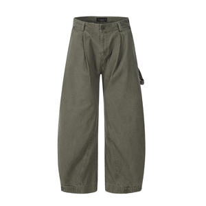 11Kn stile americano Scimitar pantaloni Cargo da uomo donna Vintage larghi snellenti Casual semplice alla moda in cotone Spandex Mid boscaiolo - Product Image 6