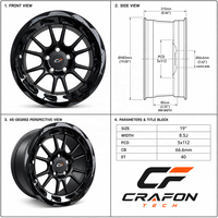 Jantes forgées neuves CF 6061-T6 noir mat 18-21 pouces 5x114.3 PCD 70.5 CB compatibles avec GT Shelby GT500 S550 personnalisées ODM