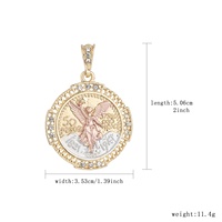 Pendentifs ronds en cuivre plaqué or 14 carats style Hip Hop, entièrement incrustés de zircons, avec pièce commémorative Statue de la Liberté, breloques cadeaux, bijoux