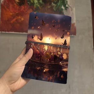 Quaderno chiusura a corda A6 ottimo per le note sulle Procedure di laboratorio degli studenti di biologia e le registrazioni dei dati con fiori della corona farfalle sole - Product Image 3