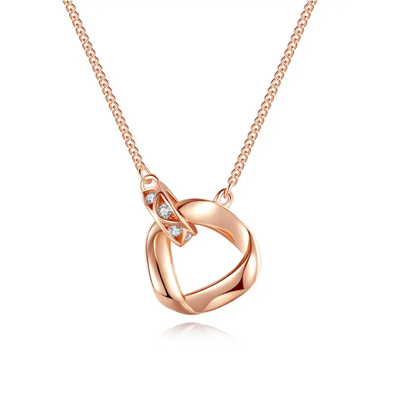 925 Sterling Silver Interlocking Circle Love Statement Pendant Necklace For Wedding Engagement Women
