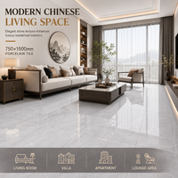 Carrelage en porcelaine moderne 750x1500mm, effet pierre, quatre faces, résistant à l'usure, faible absorption d'eau, pour usage intérieur dans les hôtels et les villas