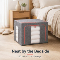 Boîte de rangement pliable en tissu avec fenêtre transparente 50x40x33cm, organiseur de vêtements pour chambre, armoire, placard, dortoir, buanderie