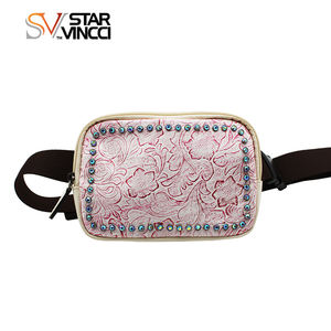 Fashionable Designer Handmade PU Waist Bags Western Style Crystal Design <strong>Ladies</strong> Carry-on <strong>Bumbag</strong> - Product Image 2