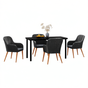 Set da Pranzo da Giardino Grigio Scuro per 4 Persone, Mobili da Esterno in Rattan Contemporanei Resistenti alle Intemperie - Product Image 1