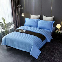 Personnalisé simple double polyester/coton 3cm rayure plaine hôpital drap de lit drap plat drap housse housse couette ensemble de literie