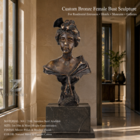 Sculpture de buste féminin en bronze sur mesure, taille réelle, artisanat métallique antique fait main, pour musée, hall d'hôtel, durable, livraison directe d'usine