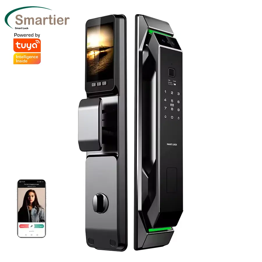 Smartier 3d Face Recognition Smart Door Lock With Camera Fingerprint Security Fully Automatic Tuya Wifi Digital Smart Lock