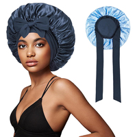 Vente Chaude : Bonnet en Satin Double Couche avec Long Lien, Grande Taille, Chapeau de Nuit Réversible pour Femme