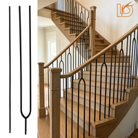 En gros, Balustre d'escalier en fer forgé classique et simple, en métal, finition Or blanc et Noir, forme ovale et carrée fendue, 1/2 pouce, pour rampe d'escalier