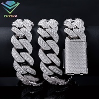 Chaîne cubaine en argent 925 avec diamants en moissanite glacés VVS de 15 mm, 18 mm, 20 mm, prix d'usine, style hip-hop pour hommes