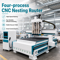 Routeur CNC de nesting à quatre processeurs Shandong Chenmai, machine robuste avec corps stable et précision élevée pour le fraisage de panneaux de portes d'armoires