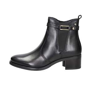 Bottines pour femmes Keys K-11385 en cuir noir à talon bloc style Chelsea - Product Image 1