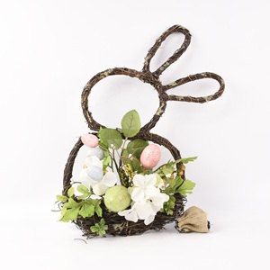 Bsci Nhà Máy <span class=keywords><strong>Grapevine</strong></span> Mây Thỏ Thân Thiện Với Môi Nhân Tạo Mùa Xuân Hoa <span class=keywords><strong>Bunny</strong></span> Vòng Hoa Phục Sinh Trang Trí - Product Image 6