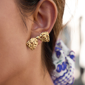 <b>Stud</b> <b>Earrings</b> Bowknot 18K Stainless Steel Lace Openwork Design Everyday Wear Jewelry - Product Image 3