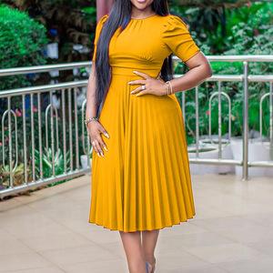 2023 Verão Novo Modelo de Manga Curta Imprensa Plissados Chiffon Vestidos das Mulheres para Ocasiões Especiais Plus Size Vestido Africano Chinês - Product Image 4