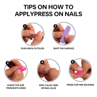 French Tip Nails-Long Press on Nails 10 Pcs Rose Carré En Plastique Faux Ongles Ensemble Pas Besoin De Fichier Cadeau À La Mode