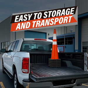 กรวยจราจรขนาดใหญ่ 36 นิ้ว CITICITY พร้อมฐานสีดำหนา กรวยนิรภัยสีส้มพร้อมแถบสะท้อนแสงเพื่อความปลอดภัยบนท้องถนน - Product Image 4