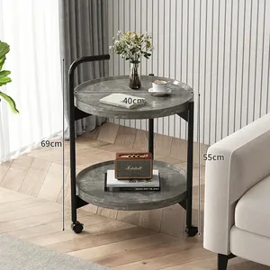 <span class=keywords><strong>Tavolino</strong></span> da Caffè Moderno Minimalista a Doppio Strato <span class=keywords><strong>con</strong></span> Ruote, Piano <span class=keywords><strong>in</strong></span> <span class=keywords><strong>Legno</strong></span> e Struttura <span class=keywords><strong>in</strong></span> Acciaio, Arredamento per Soggiorno, Hotel e B&B - Product Image 6