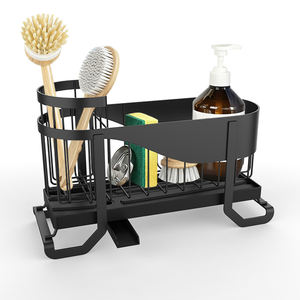 Évier de cuisine noir Caddy <span class=keywords><strong>porte</strong></span>-éponge produits <span class=keywords><strong>porte</strong></span>-éponge en acier inoxydable <span class=keywords><strong>sous</strong></span> évier support de rangement organisateur pour évier de cuisine - Product Image 5