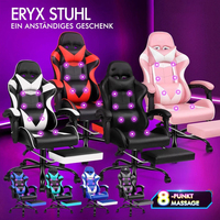 Échantillon Gratuit - Siège de Jeu Ergonomique Blanc pour PS5 avec Fonction Massage (7 Points), Supporte jusqu'à 160 kg, Idéal pour Ordinateur et Gaming