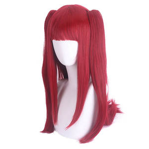 Peluca Larga y Lisa Rojo Rosa <span class=keywords><strong>para</strong></span> Disfraces de Halloween, Cosplay de Anime, AOKG-018 - Product Image 3