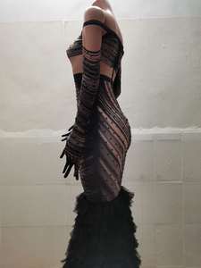 Novance Y1840 <span class=keywords><strong>abito</strong></span> da sera <span class=keywords><strong>lungo</strong></span> <span class=keywords><strong>nero</strong></span> 2022 <span class=keywords><strong>abito</strong></span> da ballo in rilievo <span class=keywords><strong>abito</strong></span> da sposa <span class=keywords><strong>abito</strong></span> trasparente da donna sfilata di moda con coda lunga - Product Image 4