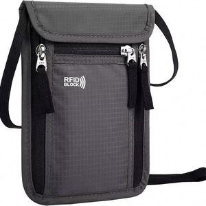 Muestra gratuita al por mayor: Cartera de cuello RFID negra para pasaporte, tarjetero y monedero. - Product Image 4
