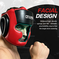 Casque de boxe réglable en cuir PU pour sports mixtes, protection professionnelle résistante à l'eau pour l'entraînement