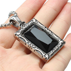 Collar de Plata con Colgante de Obsidiana Vintage Personalizado con Marco de Acero Inoxidable para Hombre, Regalo para Seres Queridos y Amigos en Ocasiones Especiales - Product Image 6