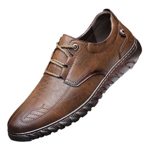 Chaussures plates Oxford Derby pour hommes de haute qualité, en cuir, à lacets, à bout carré, style habillé, décontracté et professionnel, à tige basse, tendance - Product Image 5