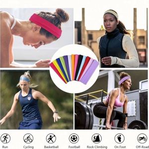 Diadema deportiva elástica de color liso estilo USA Pop, accesorio para el cabello de yoga, pañuelo absorbente, diadema de borde ancho - Product Image 4