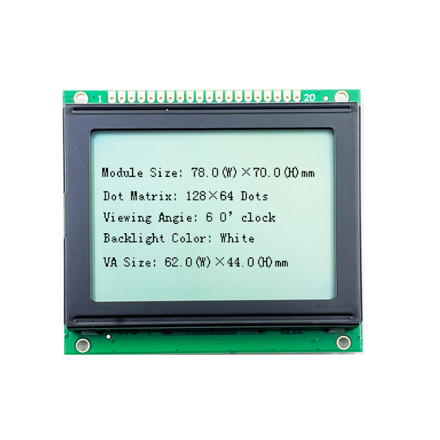 128x64 Graphic LCD Display Module 78x70mm 20-Pin Interface 2.7 Inch 5V LED Backlight WG12864C