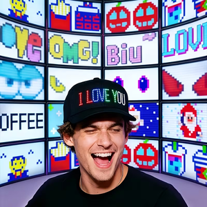 หมวกแก๊ป LED ปรับแต่งข้อความได้ หมวกปาร์ตี้ LED หมวกเบสบอลแบบ Snapback - Product Image 1