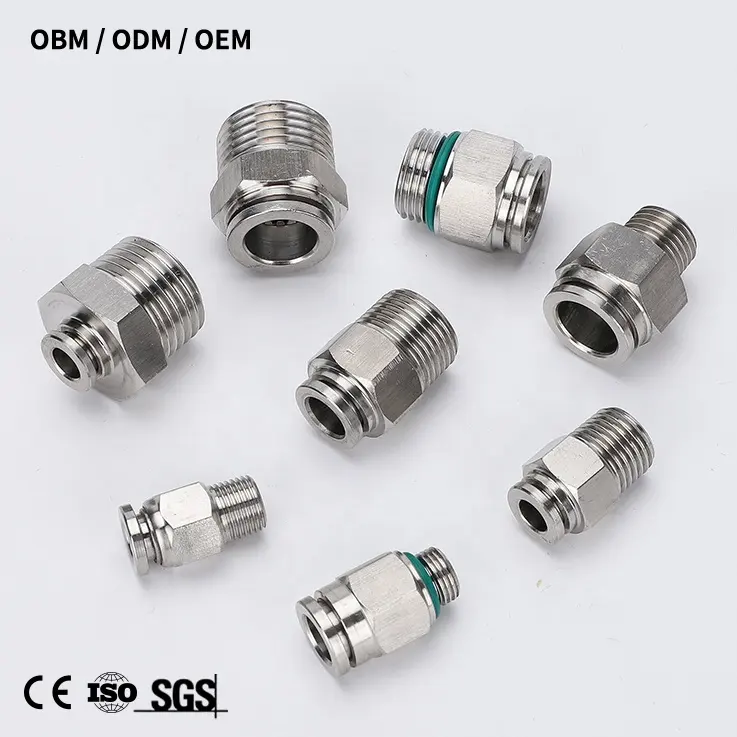 Uydurma 6mm od-1/8 "npt düz bağlamak için hava uydurma paslanmaz çelik kad erkek düz konnektör itin