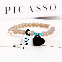 Ywyougang 4 Farben für Puppen Vergoldetes Perlen-Edelstahl Blanko-Herz-Anhänger Stretch-Armband Unisex Geschenk Modeschmuck