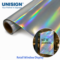 Rouleau de vinyle auto-adhésif holographique arc-en-ciel UNISIGN, autocollant décoratif imprimable pour vitrine, publicité sur verre