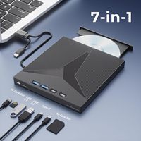 Unidad de DVD Externa 7 en 1, Grabadora y Lectora de CD/DVD Portátil, USB 3.0, Tipo-C, Puerto SD/TF para PC, Laptop, Windows, Linux, MacOS