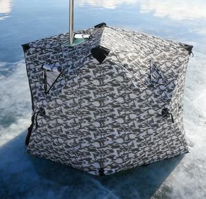 Зимняя палатка для подледной рыбалки, камуфляжная, портативная, складная конструкция, водонепроницаемая, стеганая, утолщенная, теплоизоляционная, ветрозащитная и снегозащитная - Product Image 1