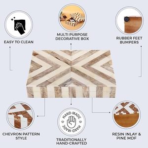 กล่องใส่กระดาษทิชชูทำมือฝังลายดอกไม้เรขาคณิตกล่องใส่ของตกแต่งบ้าน - Product Image 2