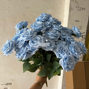 MSFAME <span class=keywords><strong>Flores</strong></span> Rojas Ramo de Novia 9 Cabezas Colores Dobles Rosas Artificiales Blancas Flor de Seda Dorada Rosa - Product Image 5