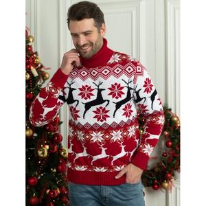Vente en gros unisexe col rond renne flocon de neige pull noël hommes chandails - Product Image 5