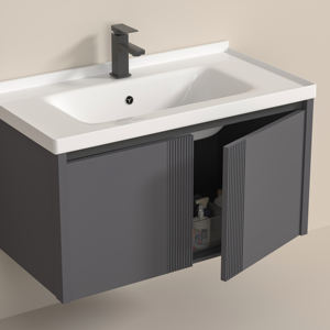 洗面化粧台バスルームPVC + アルミバスルームキャビネットホテルバスルームシンクセット - Product Image 3